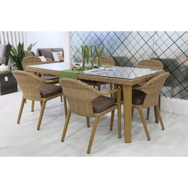 Τραπεζαρία Rattan 7 Τεμαχίων Με Αλουμίνιο Σκελετό