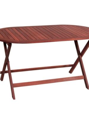 Ξύλινο Οβάλ Πτυσσόμενο Τραπέζι Red Shorea 140(W) x 80(L) x 75(H) cm