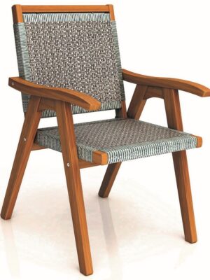 Ξύλινη Πολυθρόνα Acacia Wood Με Rattan