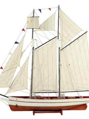 Ξύλινο Παραδοσιακό Καράβι 50 x 9,5 x 45(h)cm. Χρώμα Λευκό - Καφέ
