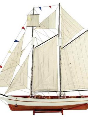 Ξύλινο Παραδοσιακό Καράβι 70 x 14 x 64(h)cm. Χρώμα Λευκό - Καφέ