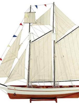 Ξύλινο Παραδοσιακό Καράβι 90 x 17 x 82(h) cm. Χρώμα Λευκό - Καφέ