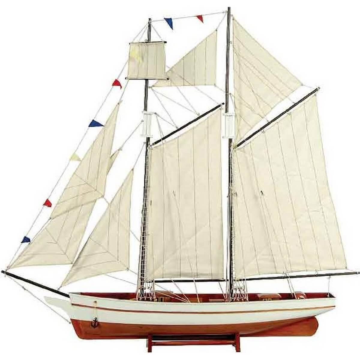 Ξύλινο Παραδοσιακό Καράβι 90 x 17 x 82(h)cm. Χρώμα Λευκό - Μπλε