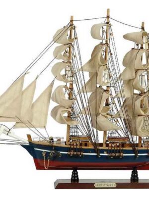 Ξύλινο Παραδοσιακό Καράβι 70 x 13 x 60(h) cm. Χρώμα Μπλε - Κόκκινο