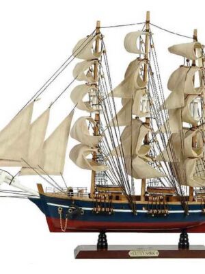 Ξύλινο Παραδοσιακό Καράβι 90 x 17 x 75(h)cm. Χρώμα Λευκό - Μπλε