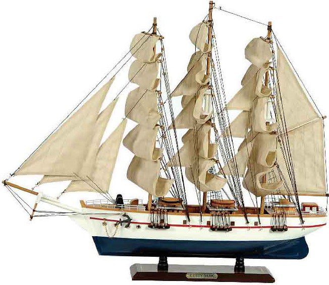 Ξύλινο Παραδοσιακό Καράβι 120 x 19 x 97(h) cm. Χρώμα Λευκό - Μπλε
