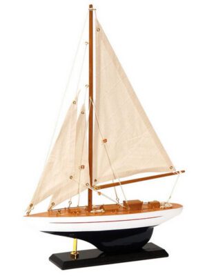 Ξύλινο Παραδοσιακό Καράβι 30 x 6,5 z 43(h)cm, Χρώμα Λευκό - Καφέ