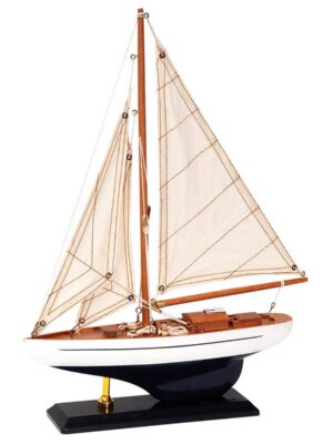 Ξύλινο Παραδοσιακό Καράβι 25 x 6 x 36(h)cm, Χρώμα Λευκό - Καφέ