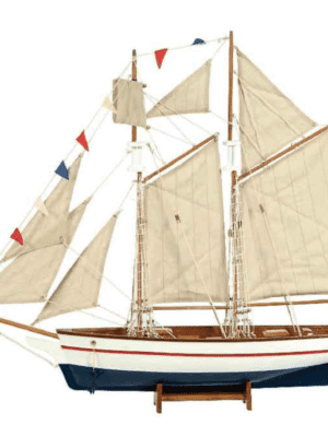 Ξύλινο Παραδοσιακό Καράβι 150 x 23 x 136(h)cm. Χρώμα Λευκό - Μπλε