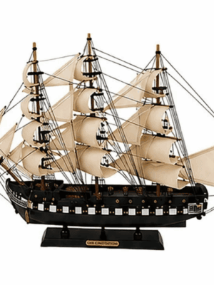 Ξύλινο Παραδοσιακό Καράβι 60 x 12 x 43(h)cm, Χρώμα Μάυρο - Λευκό