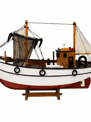 Ξύλινο Παραδοσιακό Καράβι 45 x 13,5 x 34(h)cm, Χρώμα Λευκό - Κόκκινο